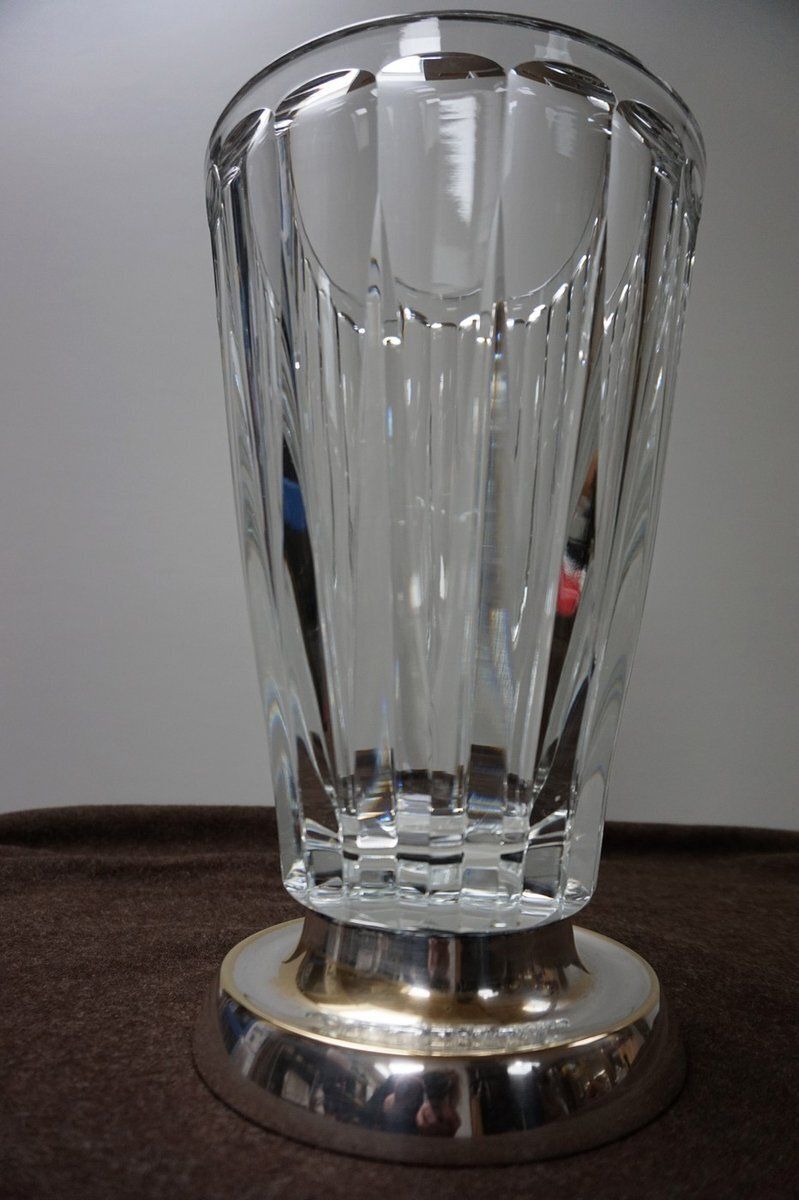 Art Deco Lead Crystal Glass Vase With Silvered Base From Wmf, 1935 photo buy