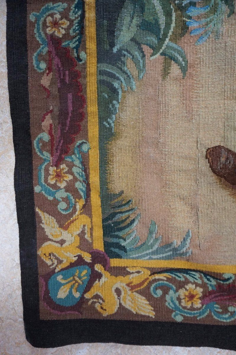 Art Antique French Aubusson Tapestry With Romantic Scene photo