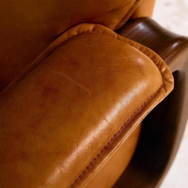 Leather Sofa And Lounge Chairs, Set Of 4 photo vintage