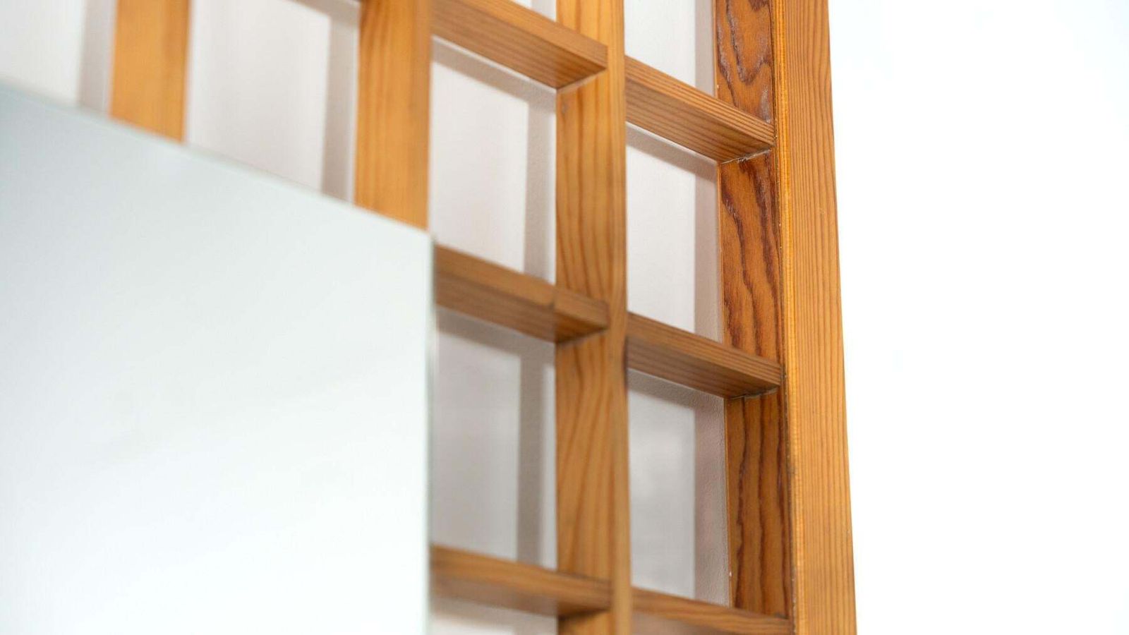 Large Mirror With Wooden Grid, Italy, 1960s photo furniture