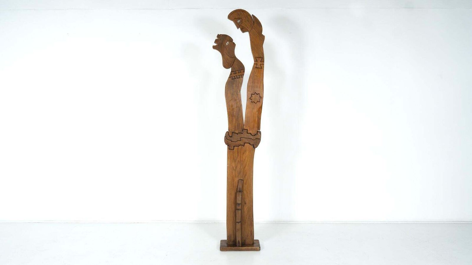 Wooden Sculpture Representing A Couple By Luciano Bertolotto, Italy, 1990s photo buy