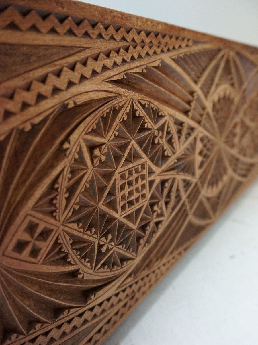 photo for sale Dutch Chip Carved Wooden Planter Folk Art, 1890s