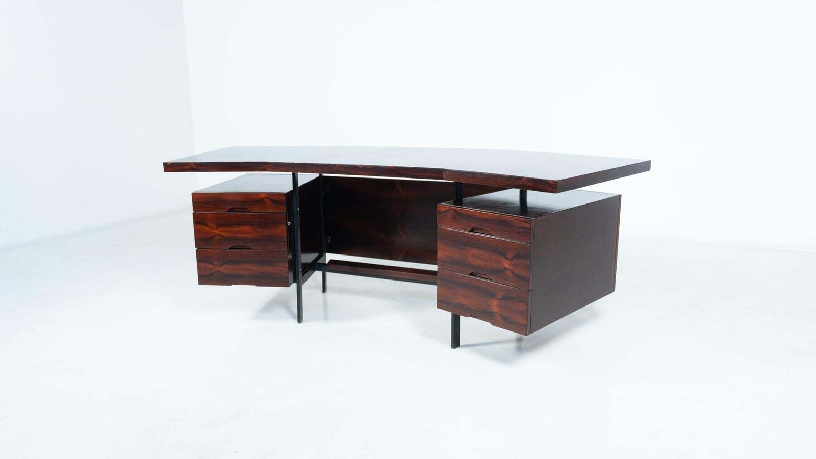 photo buy Mid Century Modern Italian Wooden Desk With Drawers, 1960s