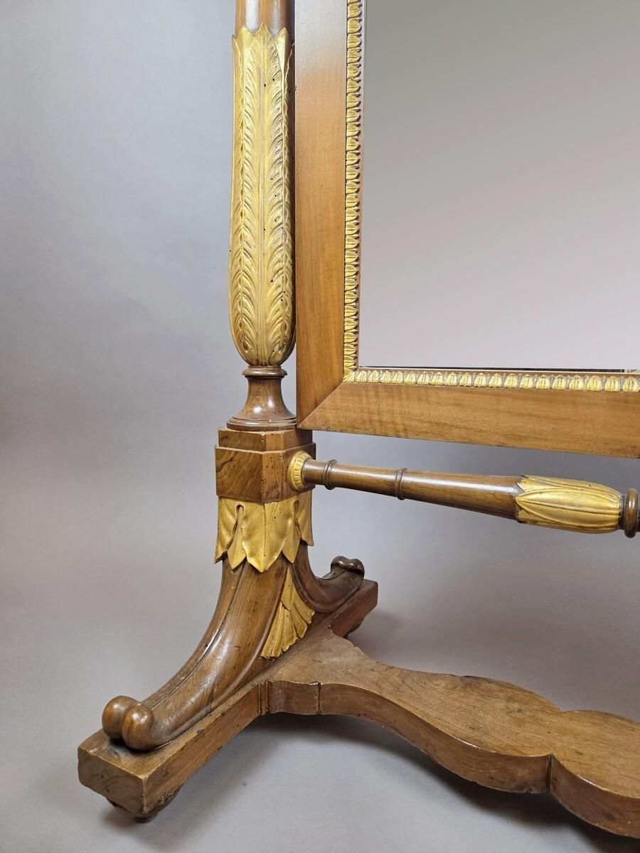 Empire Mahogany And Giltwood Psyche Mirror, 19th Century photo vintage