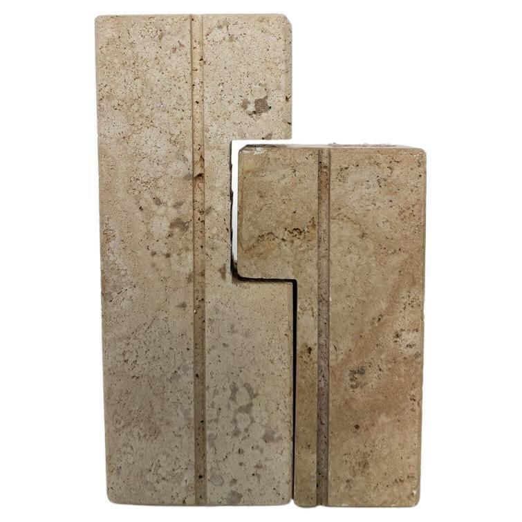 Pair Of Two Travertine Candlesticks By Fratelli Mannelli, 1970s