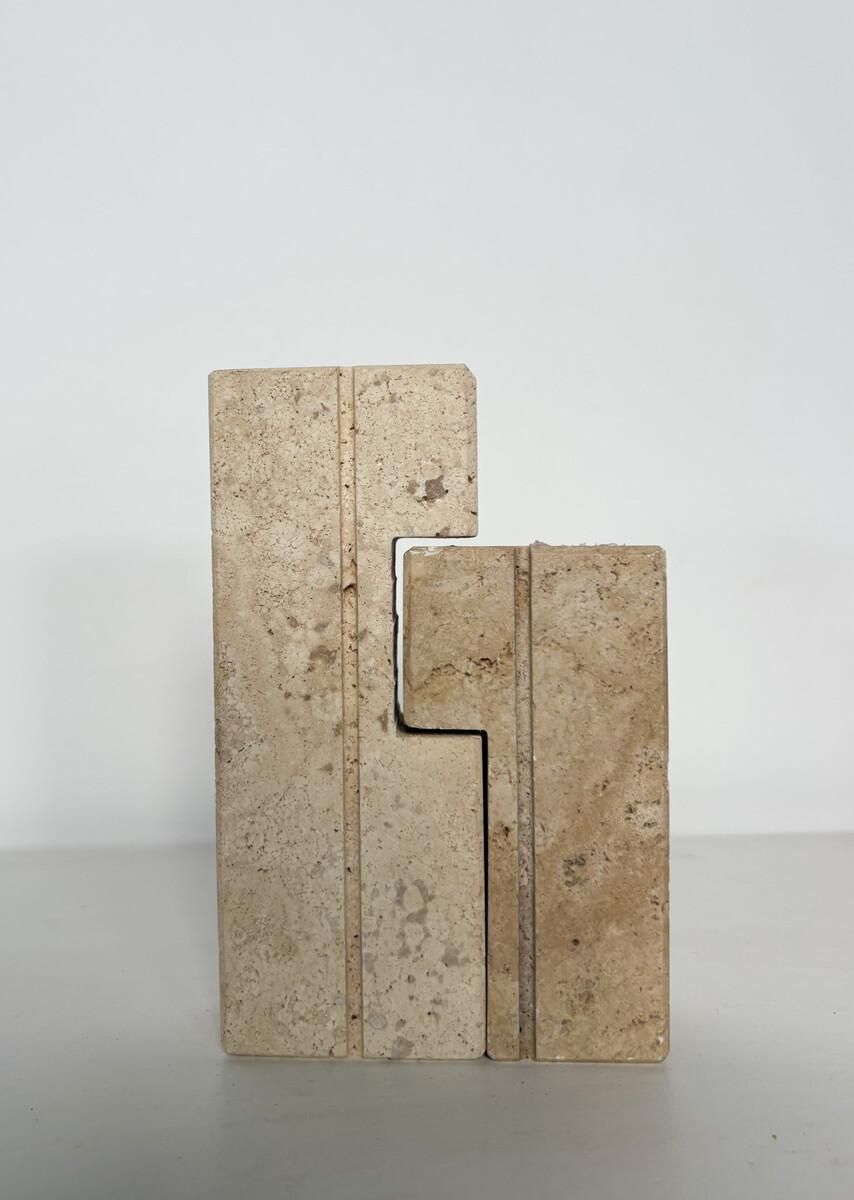 Pair Of Two Travertine Candlesticks By Fratelli Mannelli, 1970s photo 191.0
