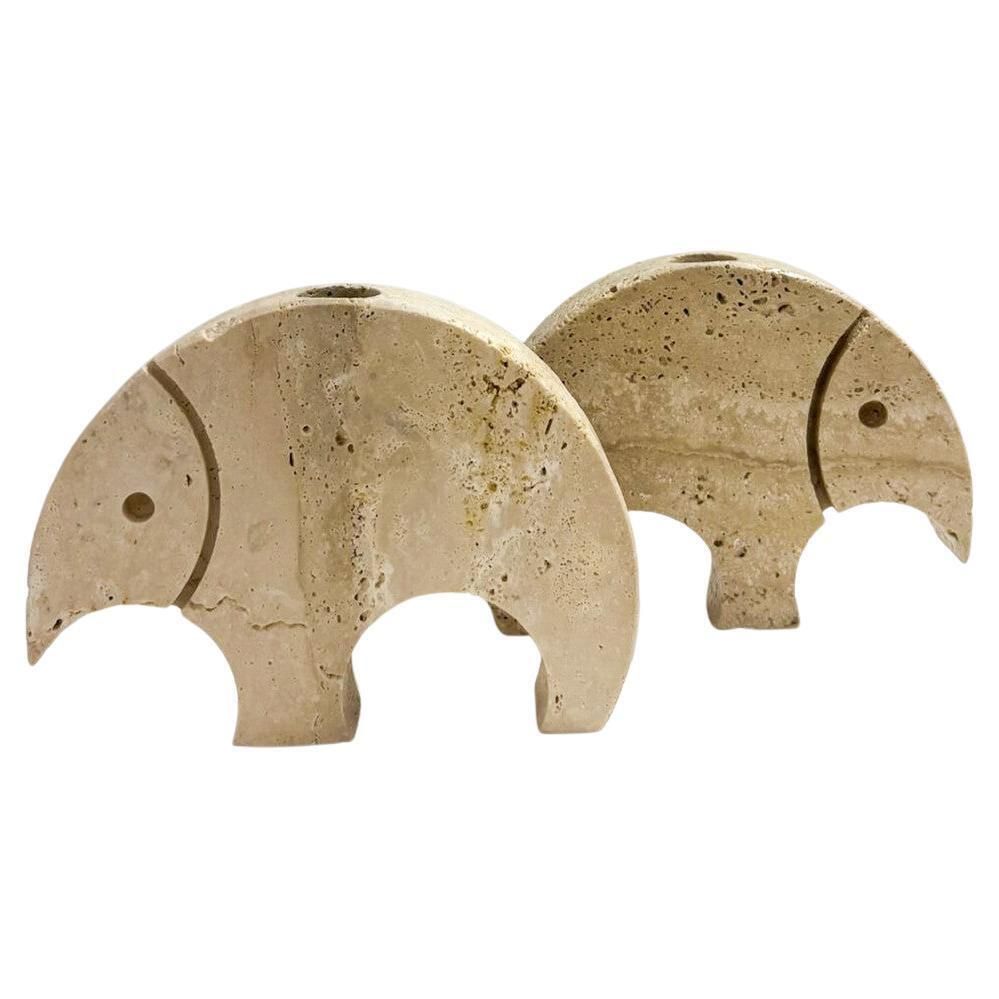 Mid Century Travertine Figures By Fratelli Mannelli, 1970s