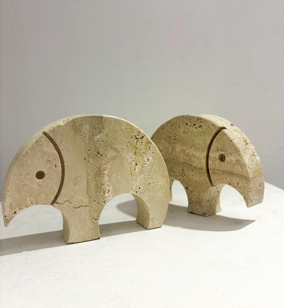 Mid Century Travertine Figures By Fratelli Mannelli, 1970s photo vintage