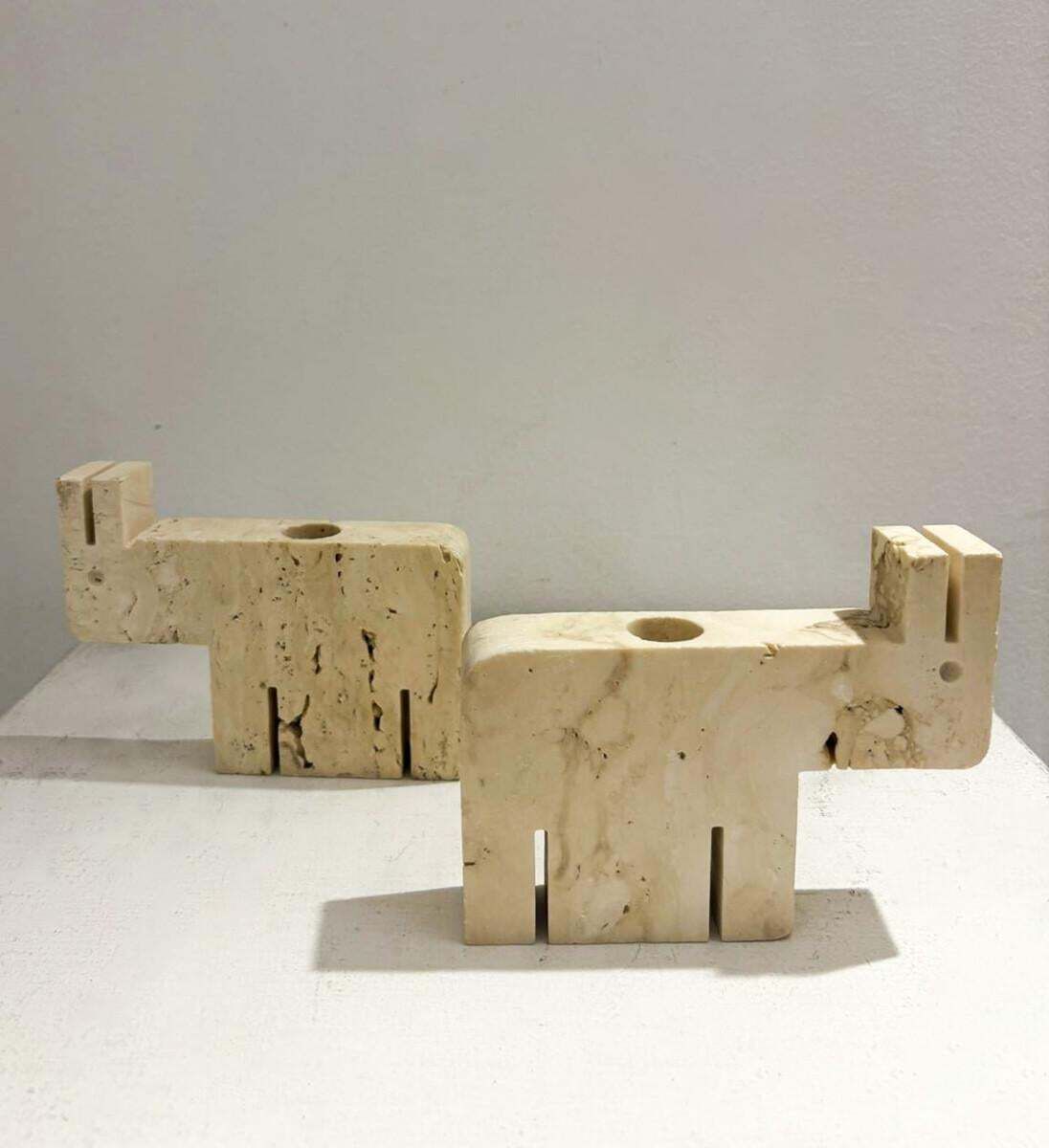 Mid Century Travertine Figures By Fratelli Mannelli, 1970s photo for sale