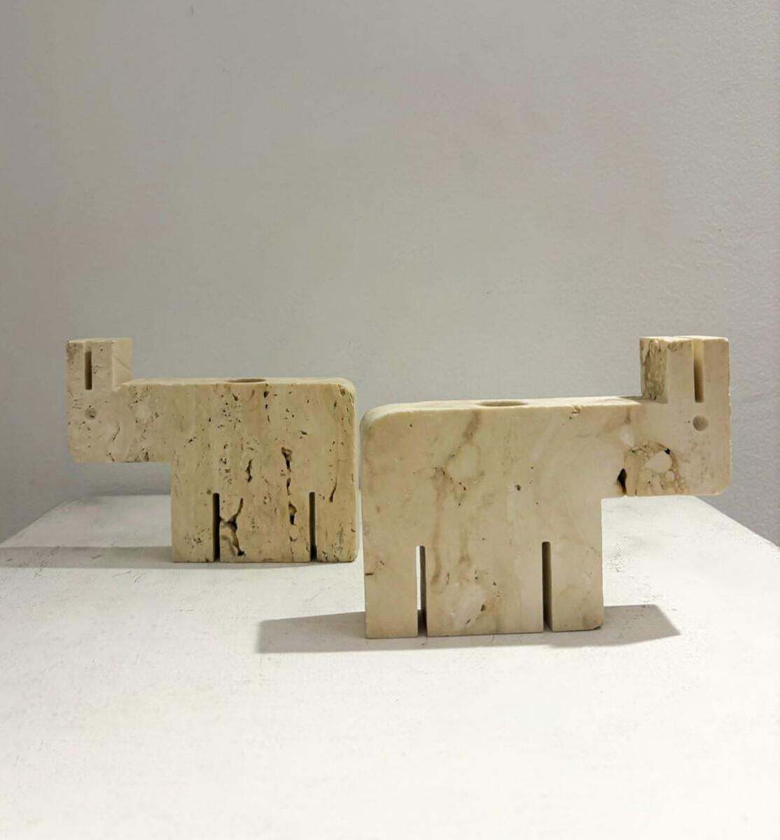 Mid Century Travertine Figures By Fratelli Mannelli, 1970s photo Art