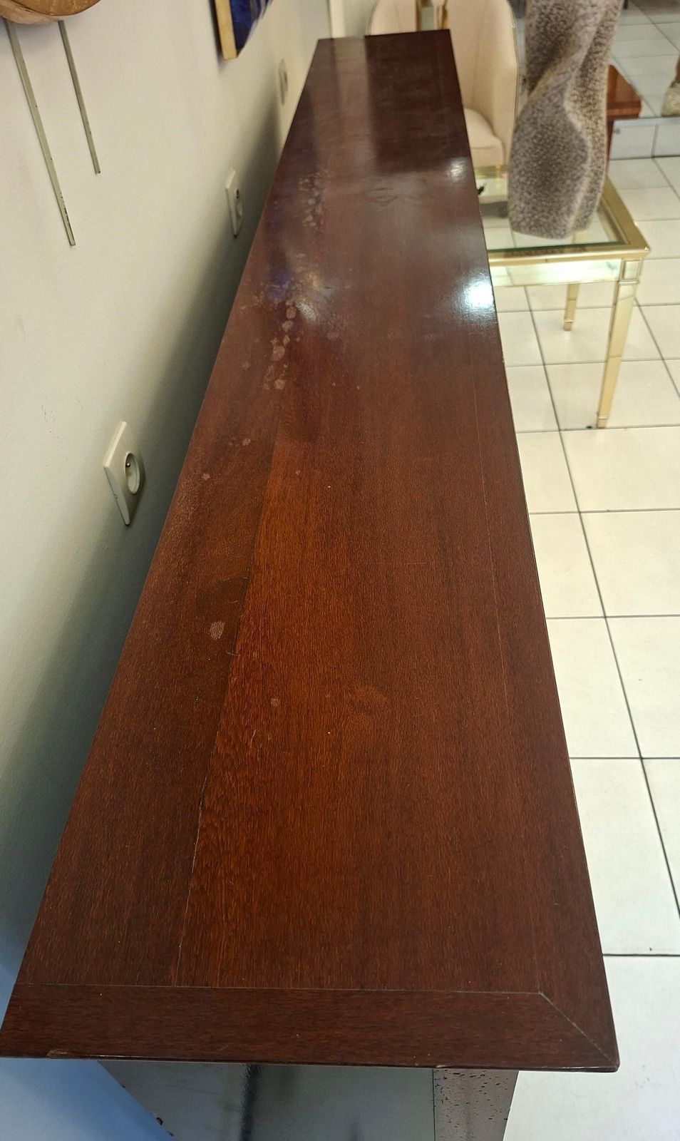 Console Furniture After Eugene Printz With 4 Doors Gold Leaves Lacquered photo 14000.0