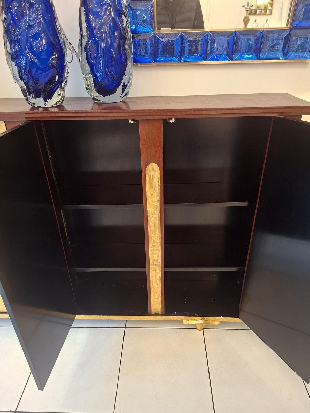 Console Furniture After Eugene Printz With 4 Doors Gold Leaves Lacquered photo buy