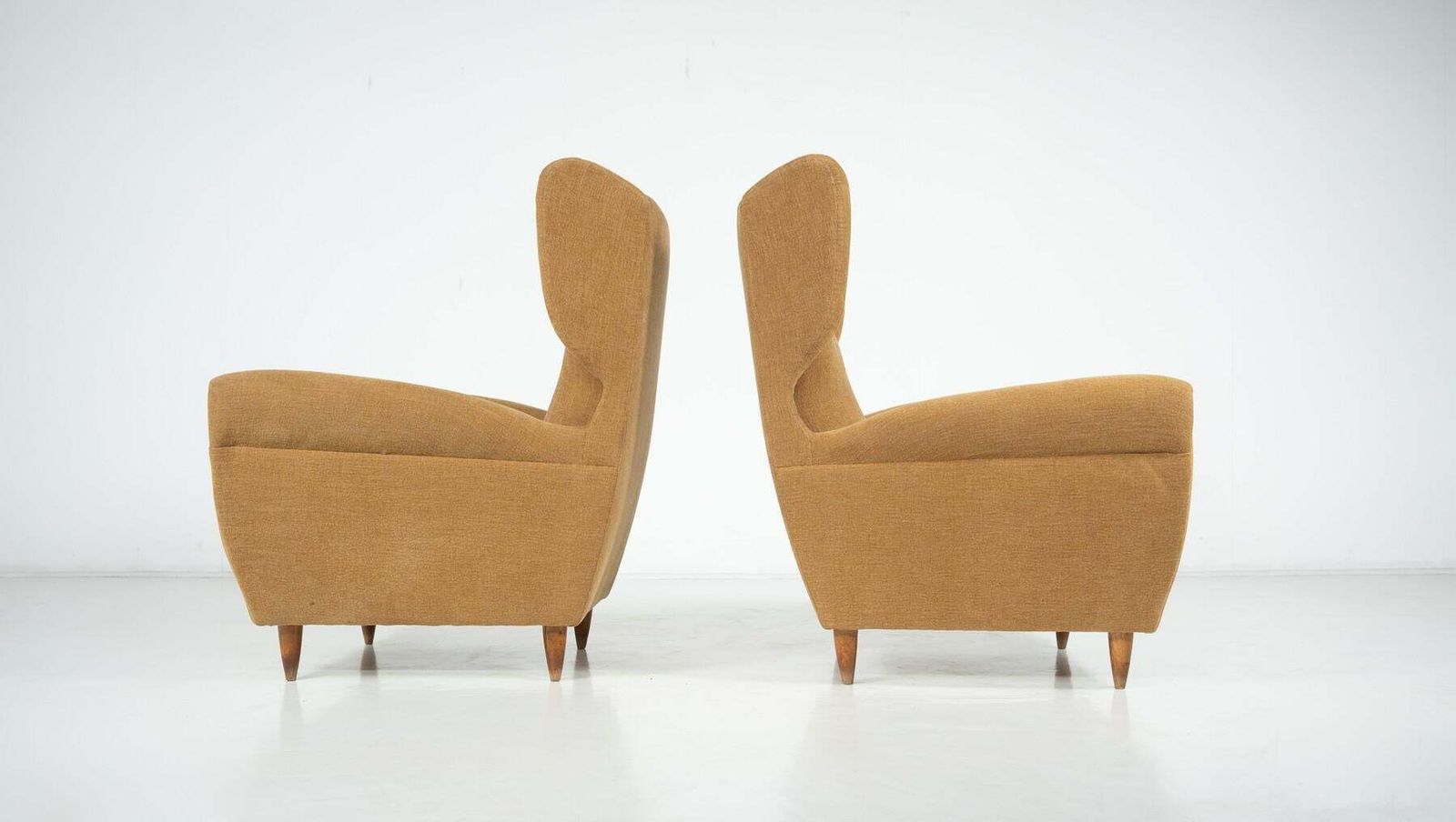 Mid Century Modern Pair Of Highback Armchairs, New Upholstery photo 4997.0