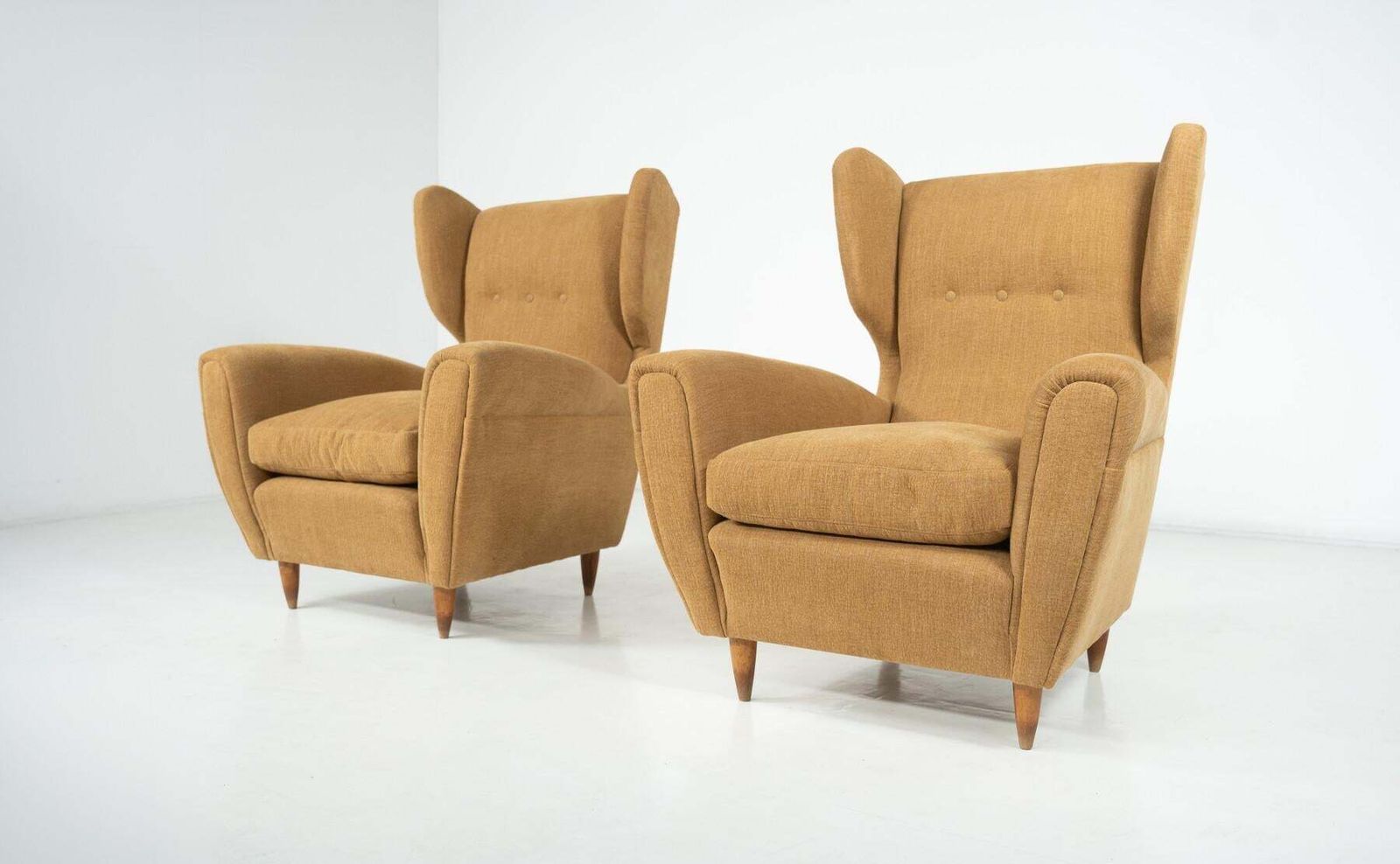 4997.0 Mid Century Modern Pair Of Highback Armchairs, New Upholstery photo