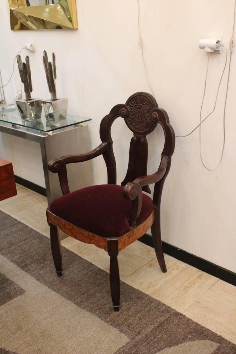 Pair Of Walnut Burl And Amaranth Wood Armchairs, Circa 1925 photo Furniture
