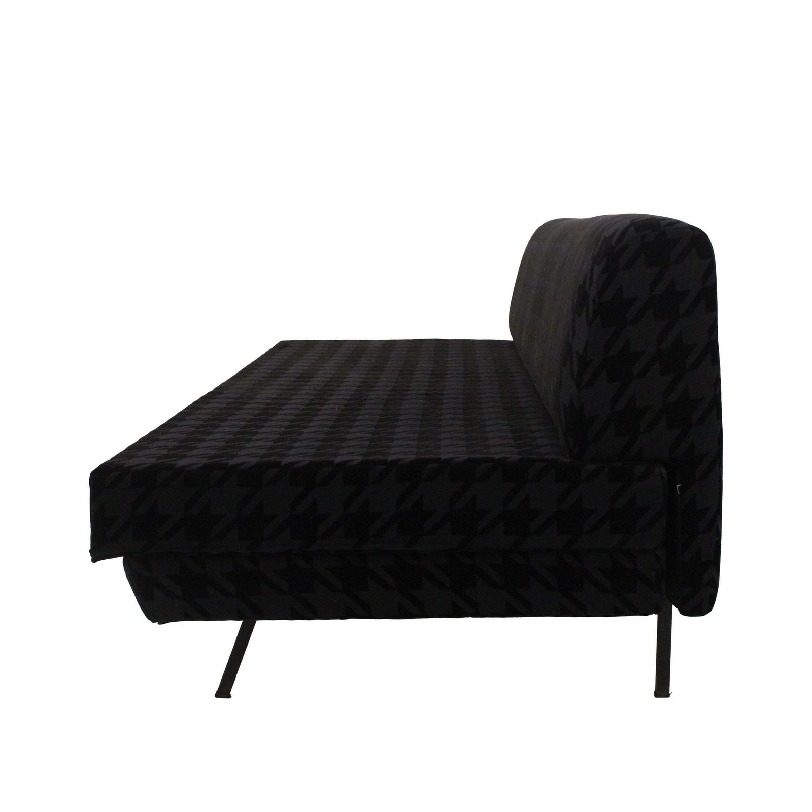 Italian Mid Century Sofa Bed In Textured Black Velvet, Italy, 1950 photo 2430.0