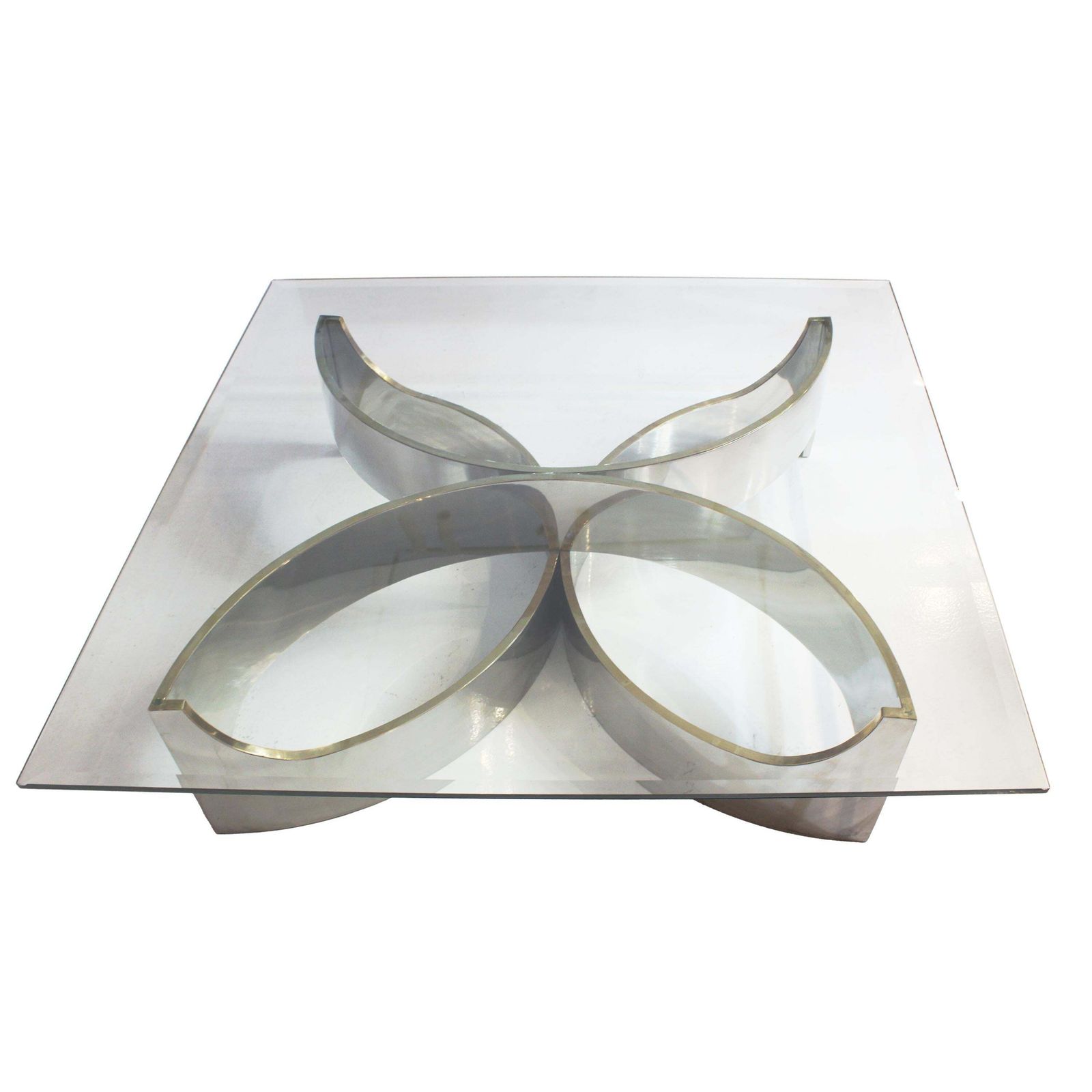 Chrome And Glass Flower Form Center Table Attributed To Frank Stella, USA, 1980 photo 3426.0