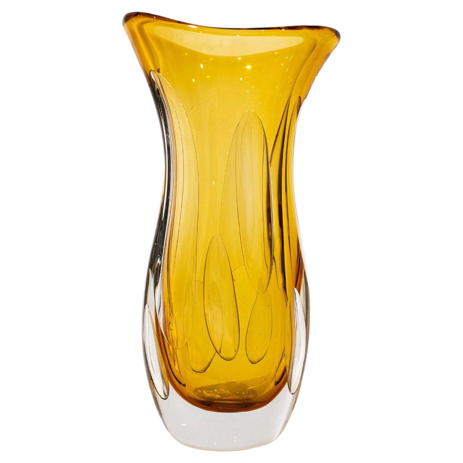 Handcrafted Semi Transparent Yellow Glass Vase, Italy, 2024
