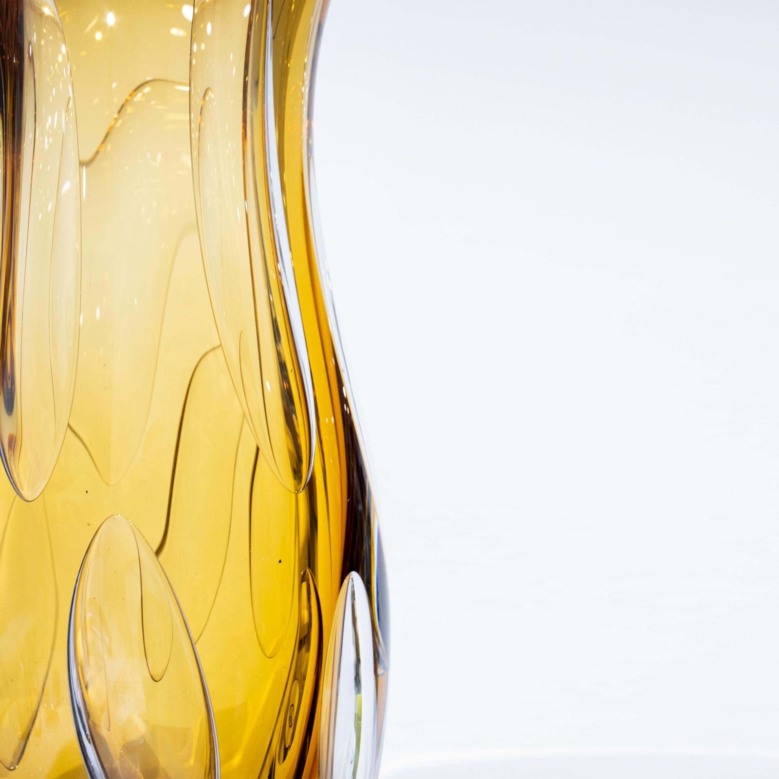 photo furniture Handcrafted Semi Transparent Yellow Glass Vase, Italy, 2024