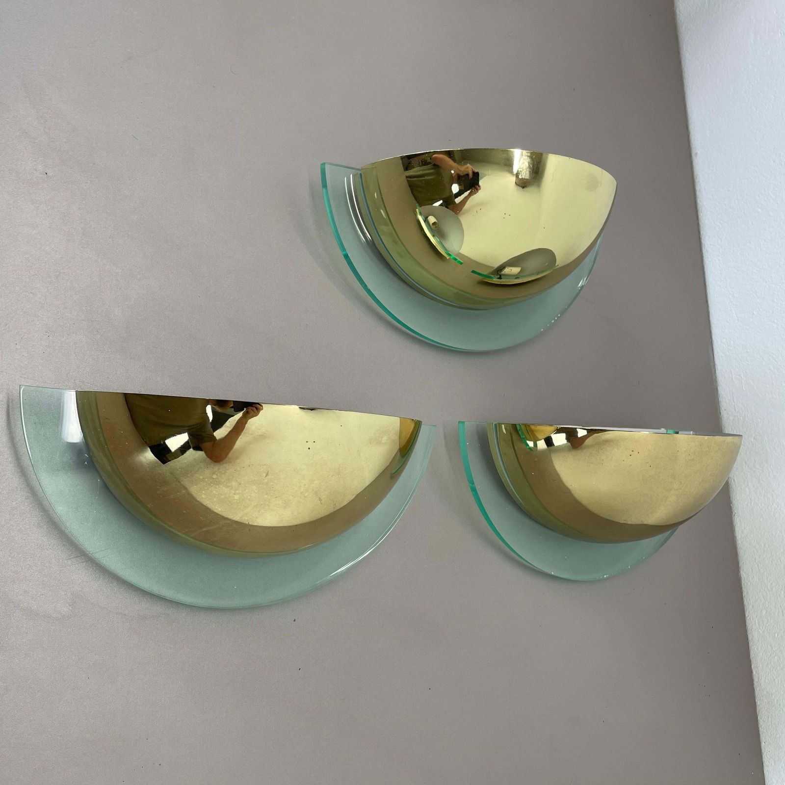 Set Of 3 Metal + Acryl Glass Post Modern Wall Light By Hustadt Leuchten, 1980s photo furniture