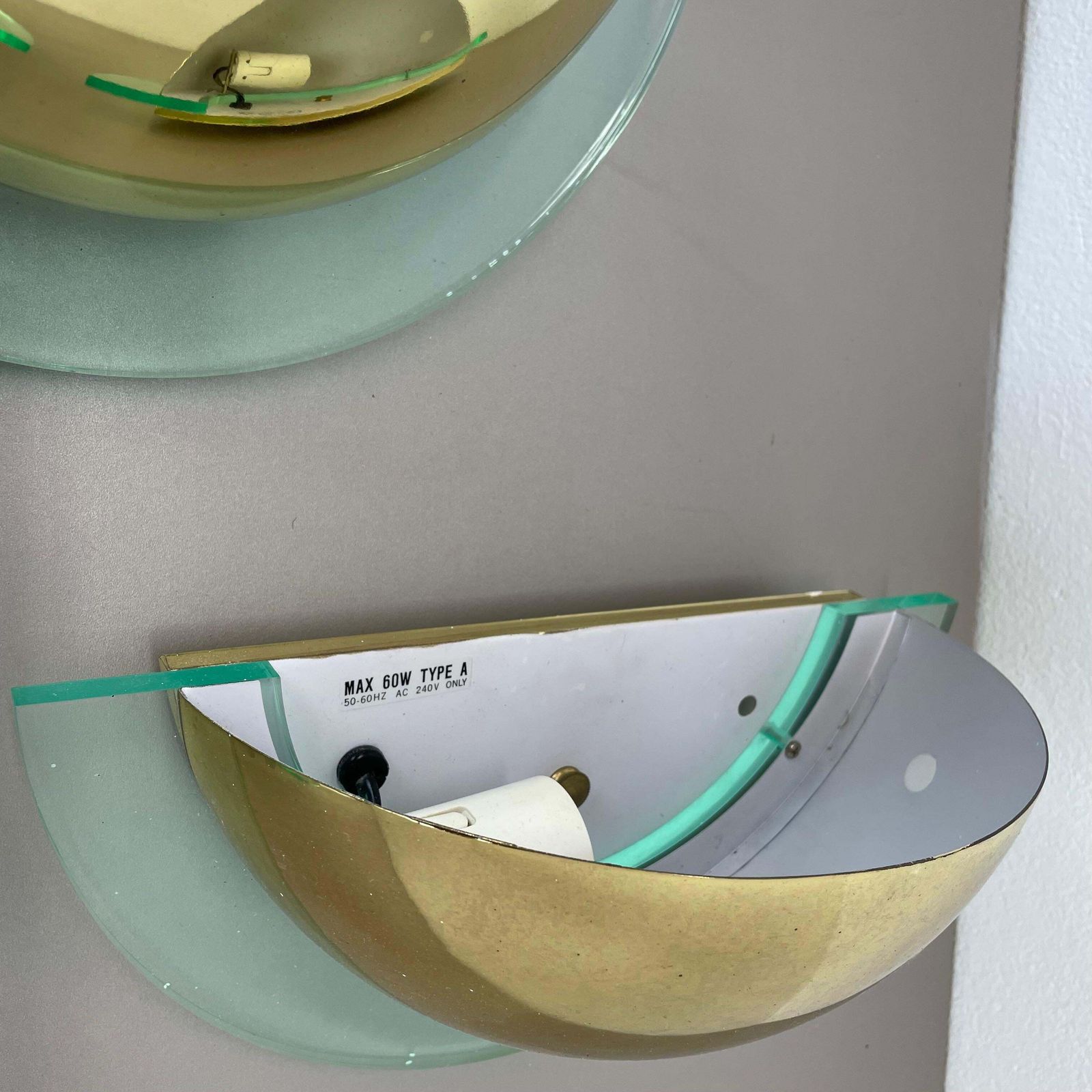photo for sale Set Of 3 Metal + Acryl Glass Post Modern Wall Light By Hustadt Leuchten, 1980s