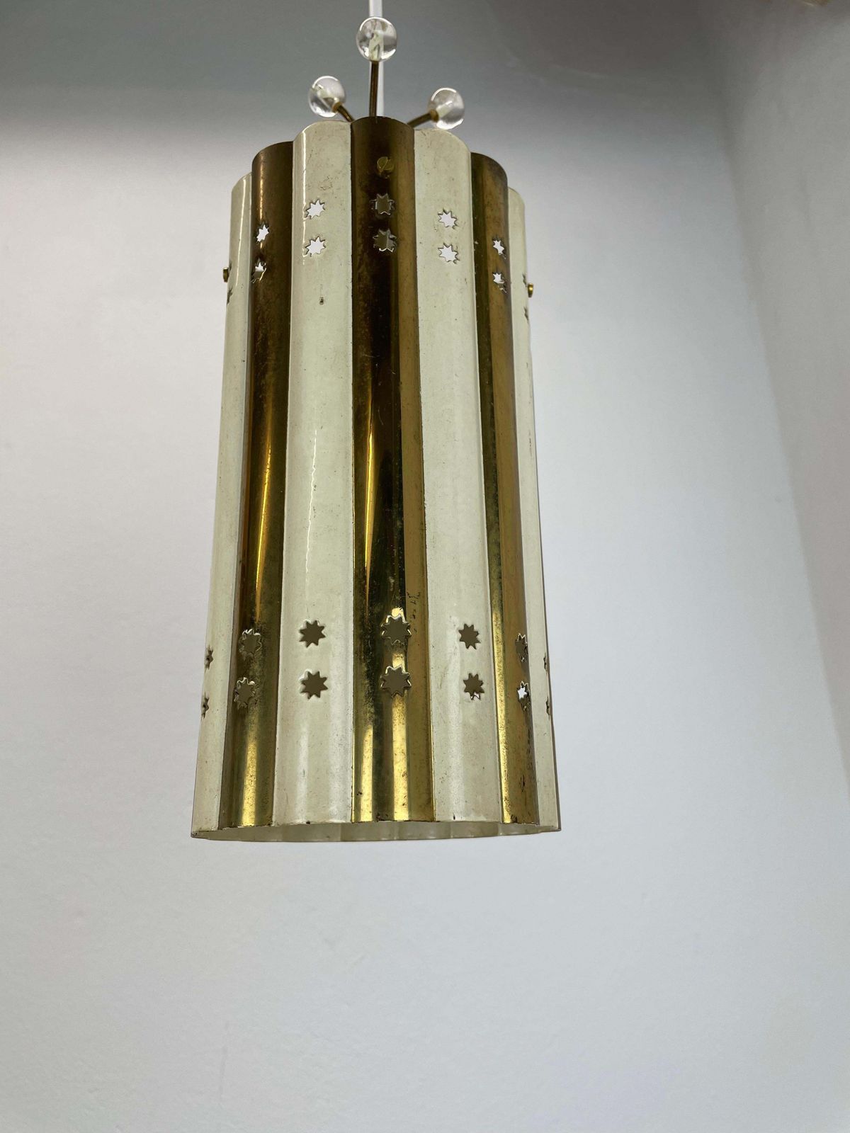 Brass And Metal Tube Hanging Light Vereinigte Werkstätten München, Germany, 1950 photo Lighting
