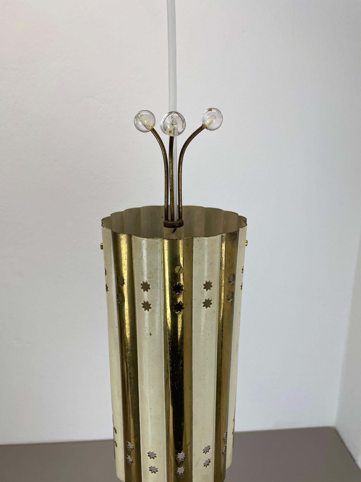 Brass And Metal Tube Hanging Light Vereinigte Werkstätten München, Germany, 1950 photo vinterior