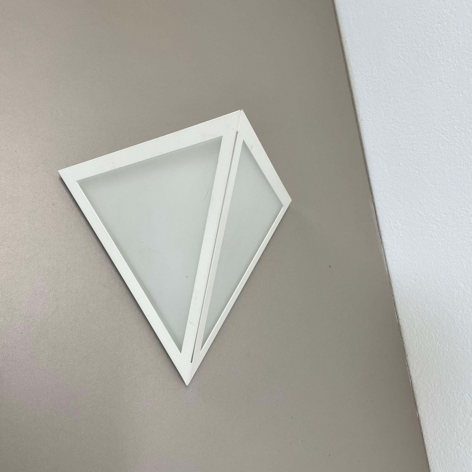 Original Cubic Satin White Glass Wall Light By Glashütte Limburg, Germany 1980s photo Lighting