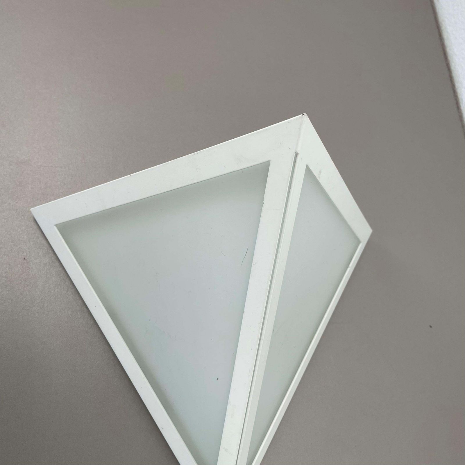 Original Cubic Satin White Glass Wall Light By Glashütte Limburg, Germany 1980s photo vinterior