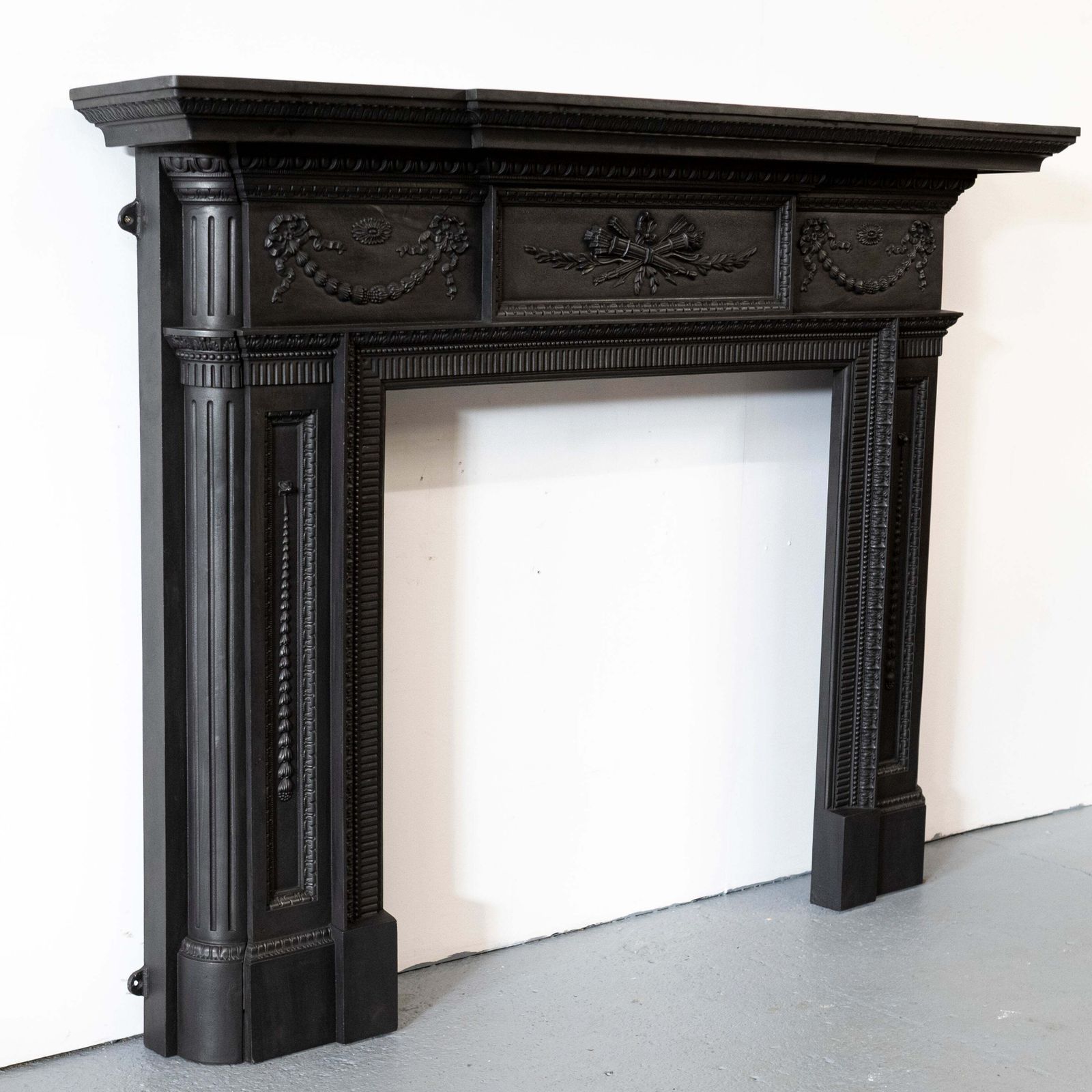Large Antique Cast Iron Fireplace Surround photo furniture