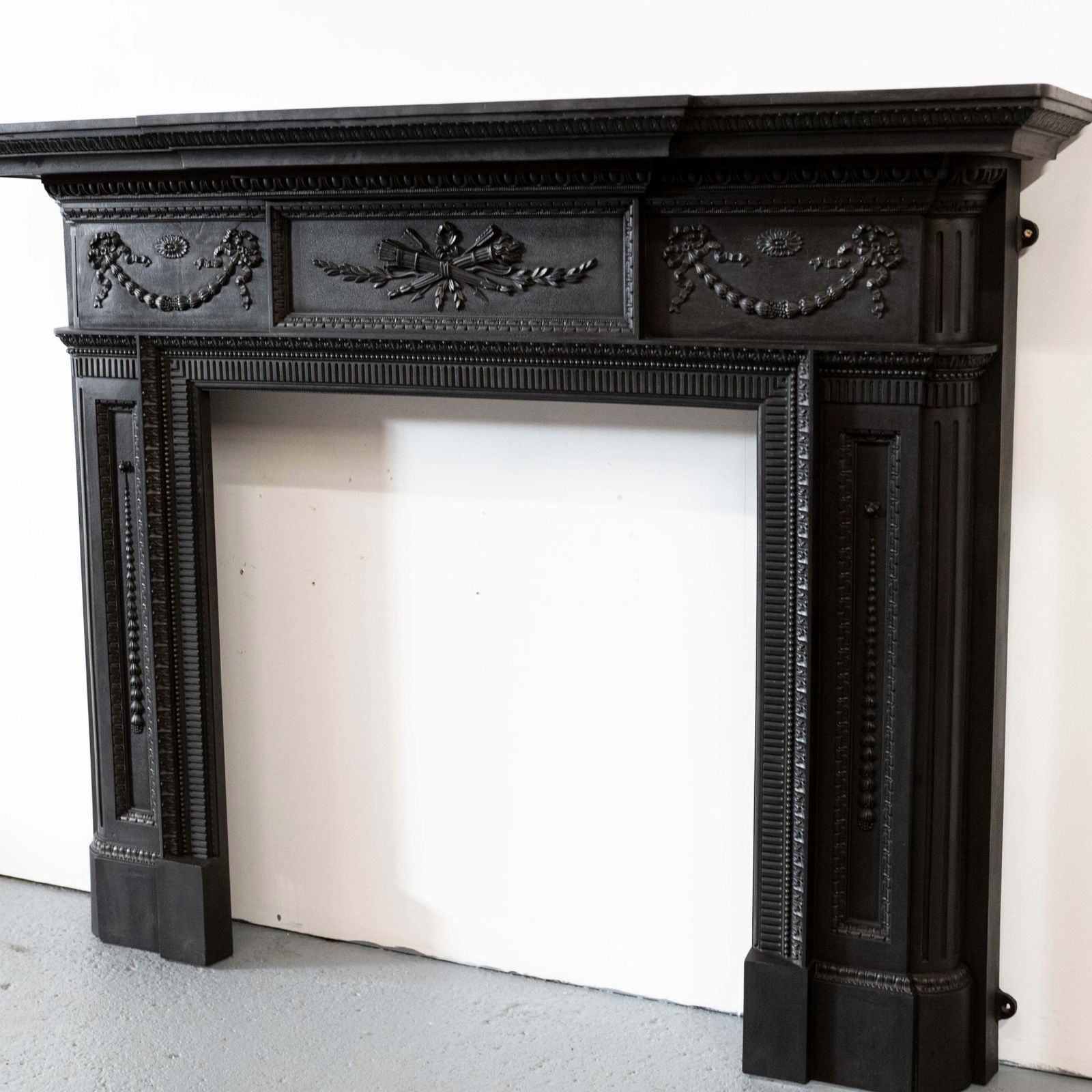 Large Antique Cast Iron Fireplace Surround photo vintage