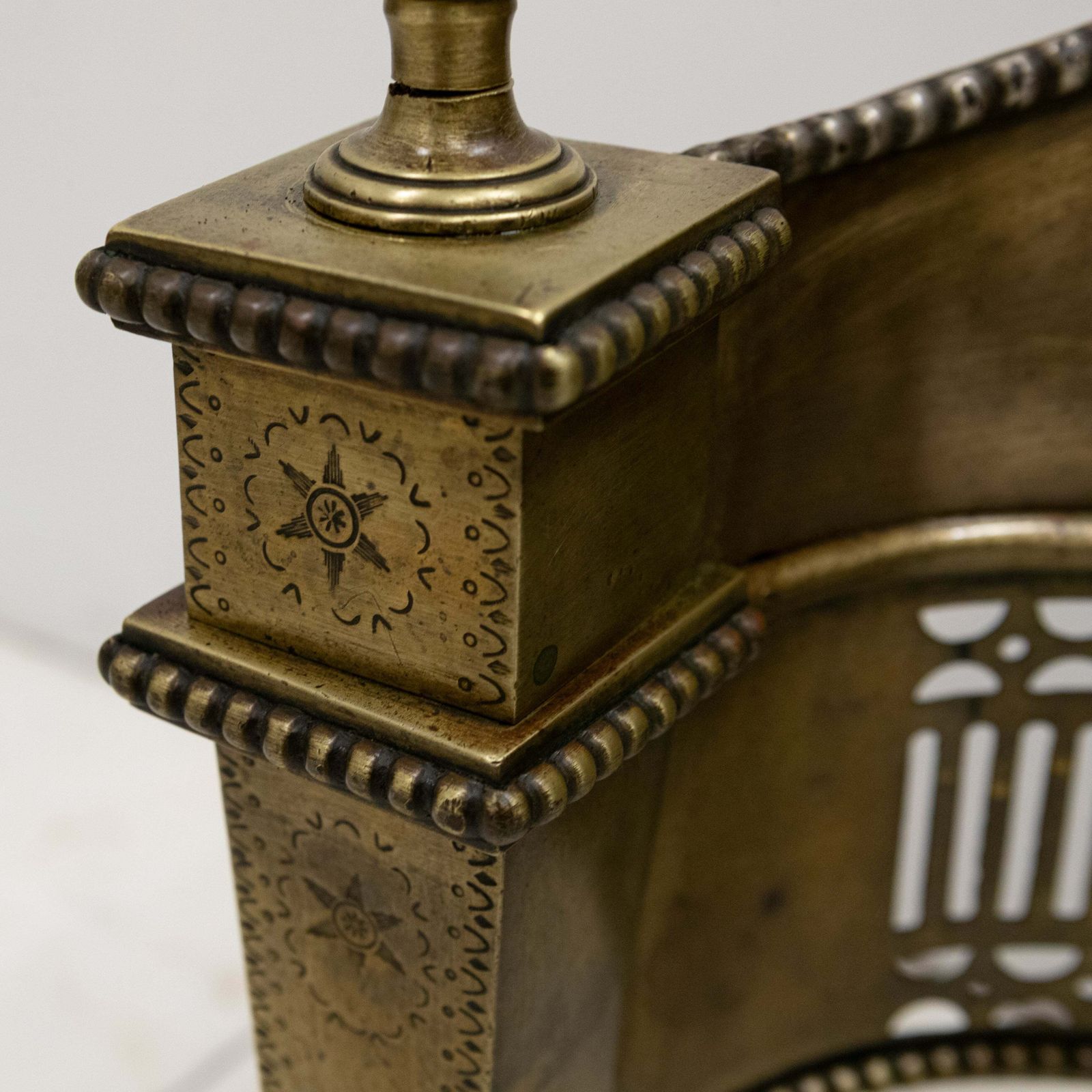 photo for sale Splendid Antique Georgian Fire Basket With Brass Finials