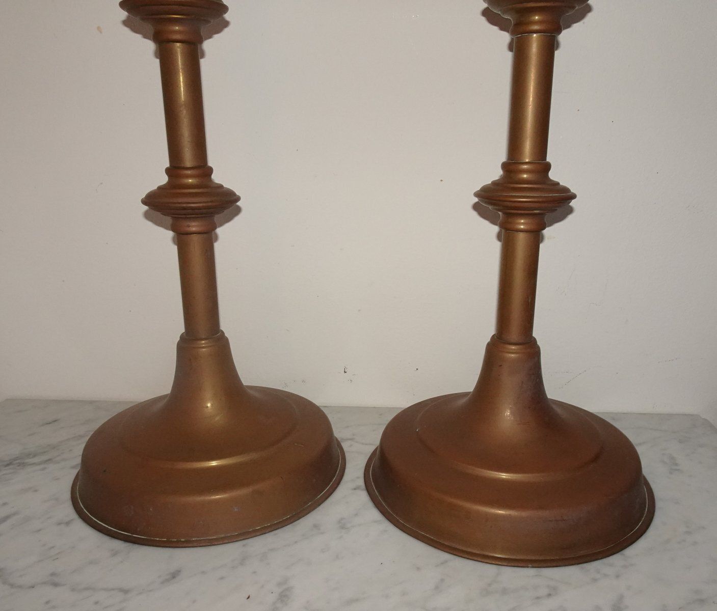 Antique Brass Gothic Church Altar Candlesticks, 1890s, Set Of 2 photo buy
