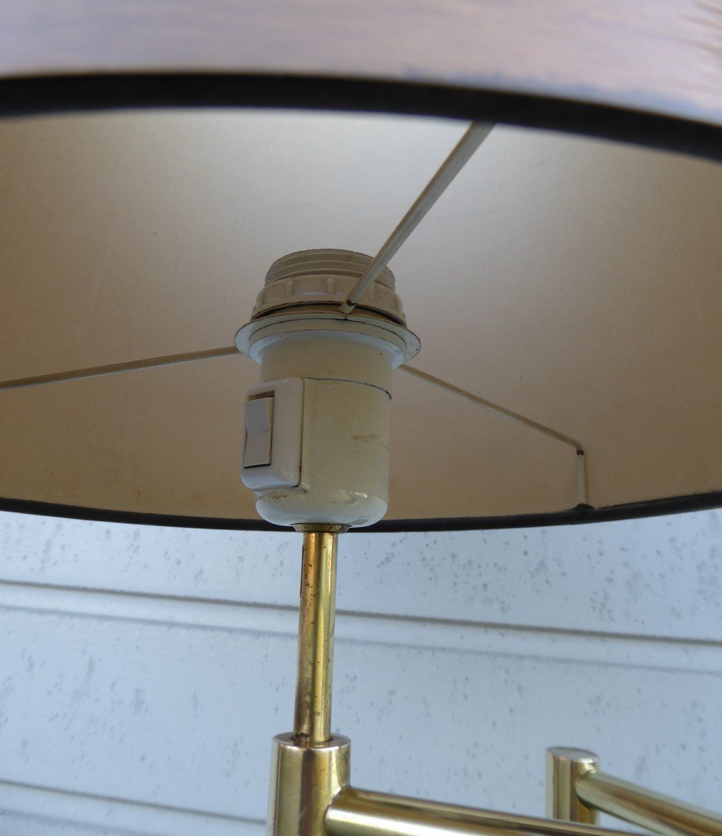 photo for sale Danish Brass Articulated Swivel Floor Lamp From Frandsen, 1960s