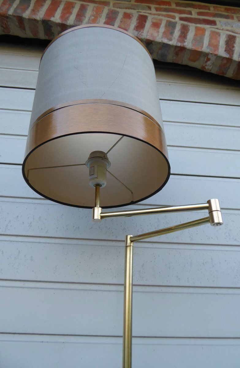 Lighting Danish Brass Articulated Swivel Floor Lamp From Frandsen, 1960s photo