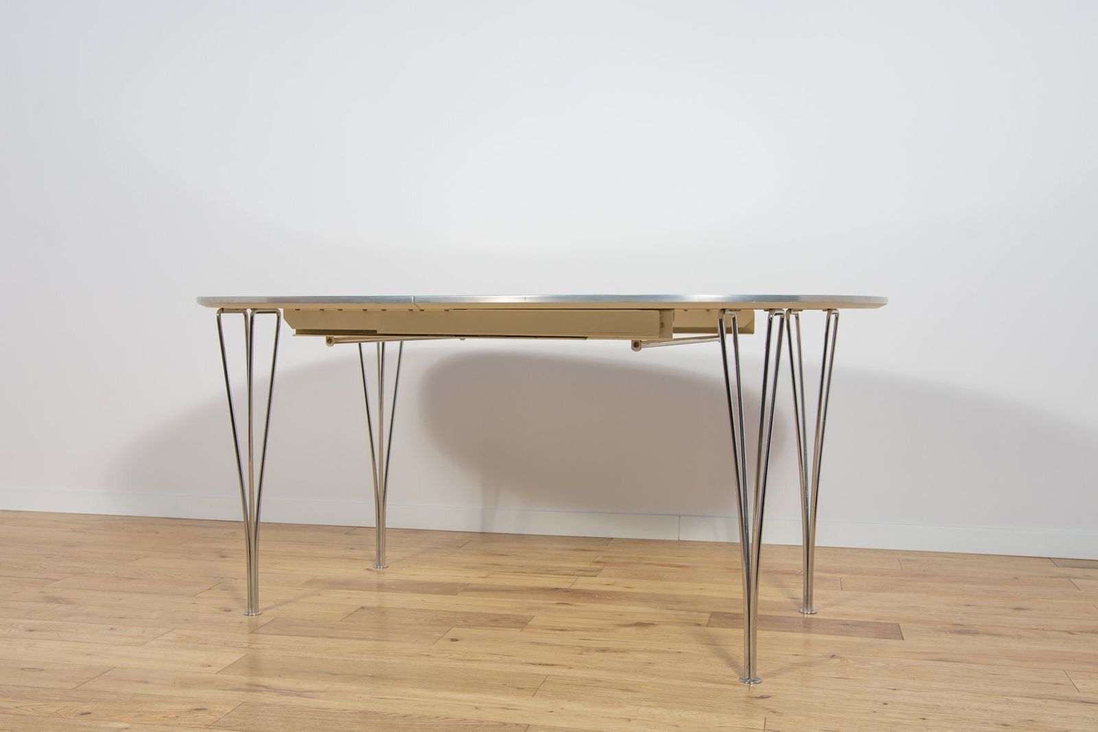 Mid Century Modern Extendable Ellipse B612 Dining Table By Piet Hein & Bruno Mathsson For Fritz Hansen, 1960s photo furniture