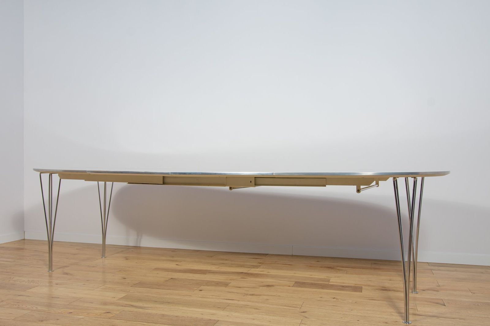 Furniture Mid Century Modern Extendable Ellipse B612 Dining Table By Piet Hein & Bruno Mathsson For Fritz Hansen, 1960s photo