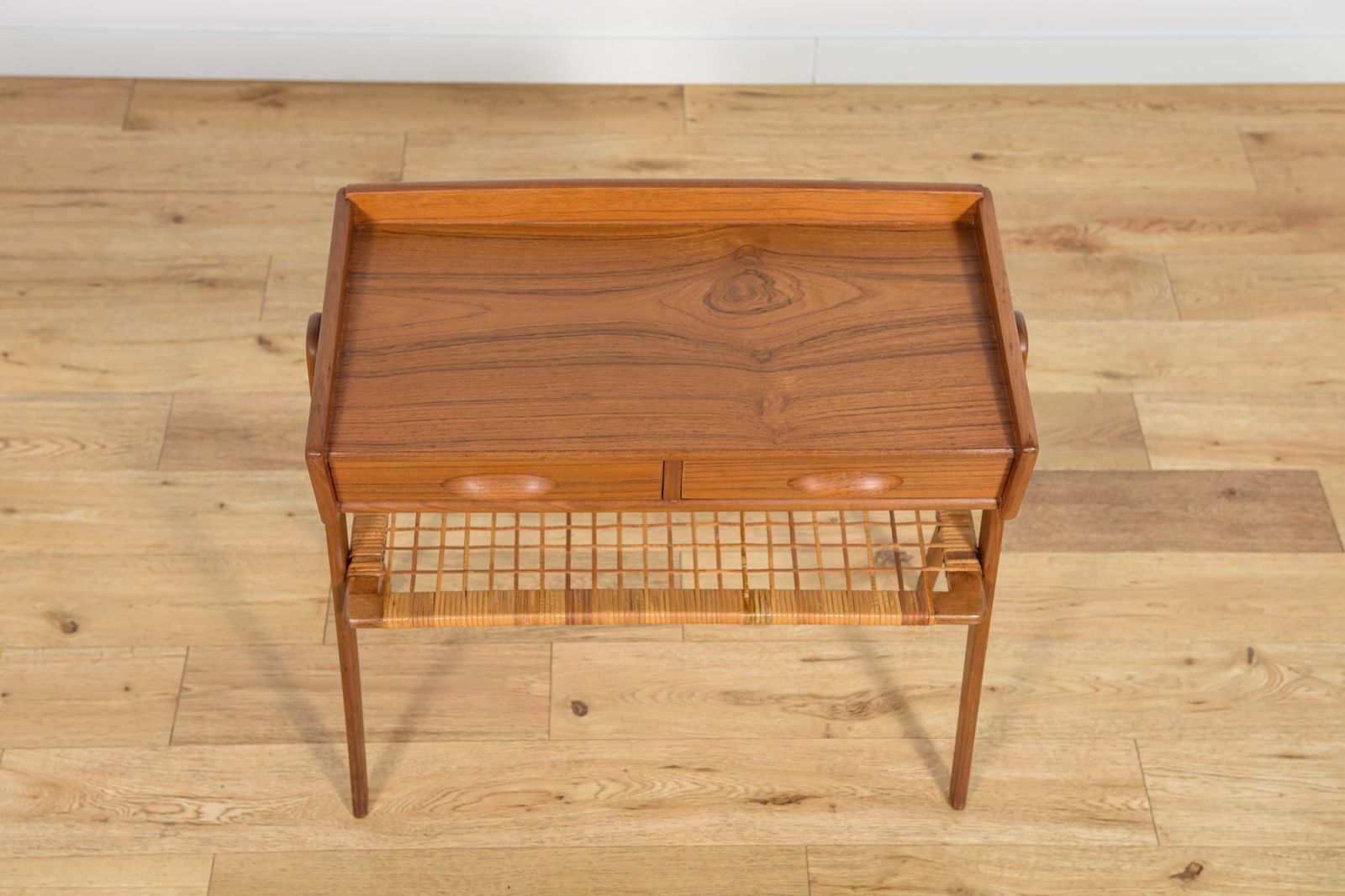 Mid Century Teak And Rattan Console Table From Søren Rasmussen, Denmark, 1960s photo buy