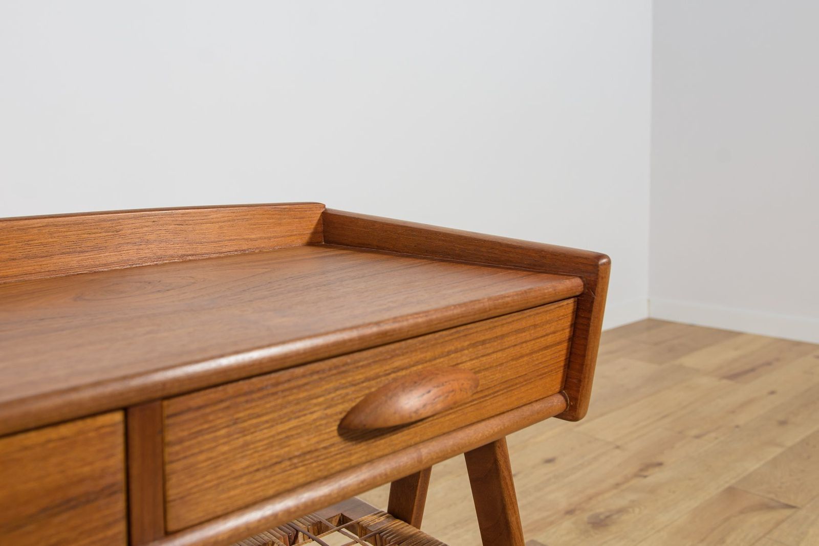 1856.0 Mid Century Teak And Rattan Console Table From Søren Rasmussen, Denmark, 1960s photo