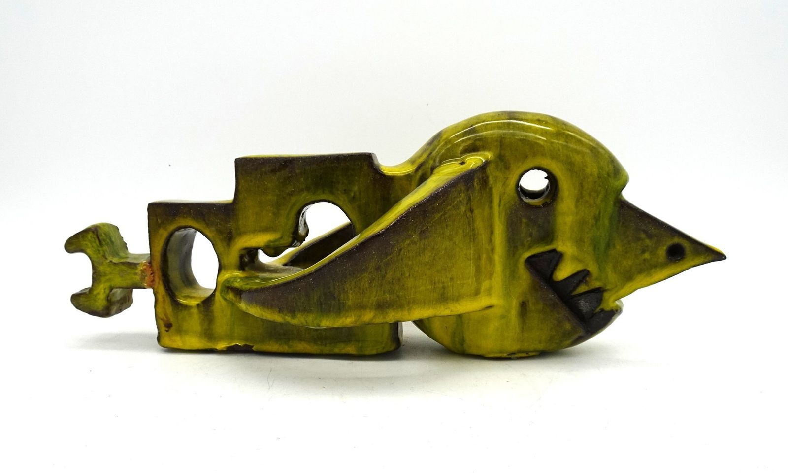 Mid Century Italian Cubist Ceramic Fish Sculpture, 1960s