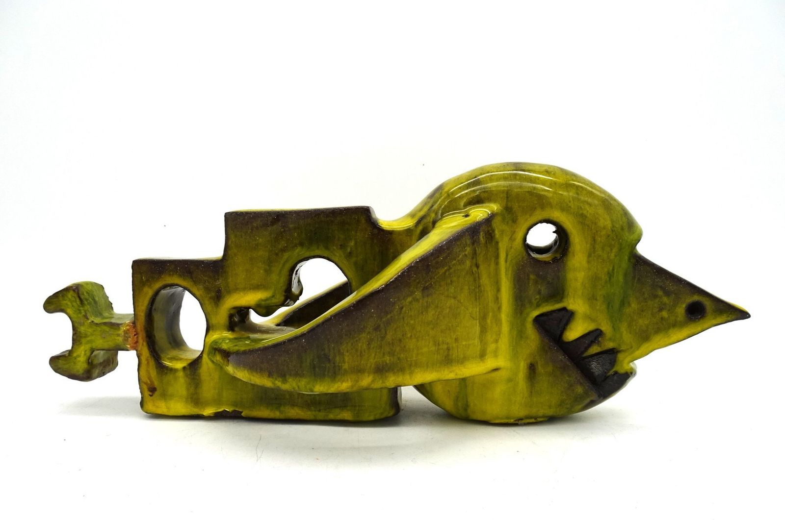 Mid Century Italian Cubist Ceramic Fish Sculpture, 1960s photo buy