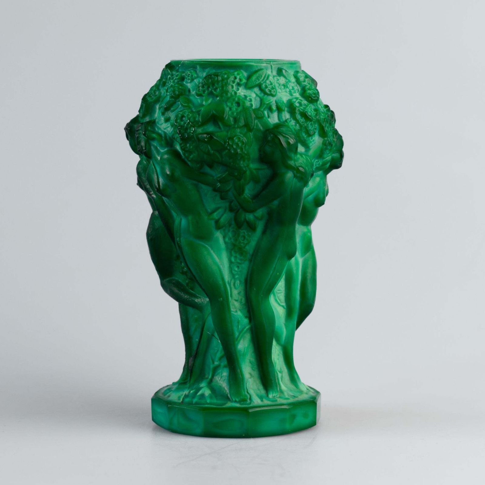 Art Deco Malachite Glass Vase By Curt Schlevogt, 1930s photo for sale
