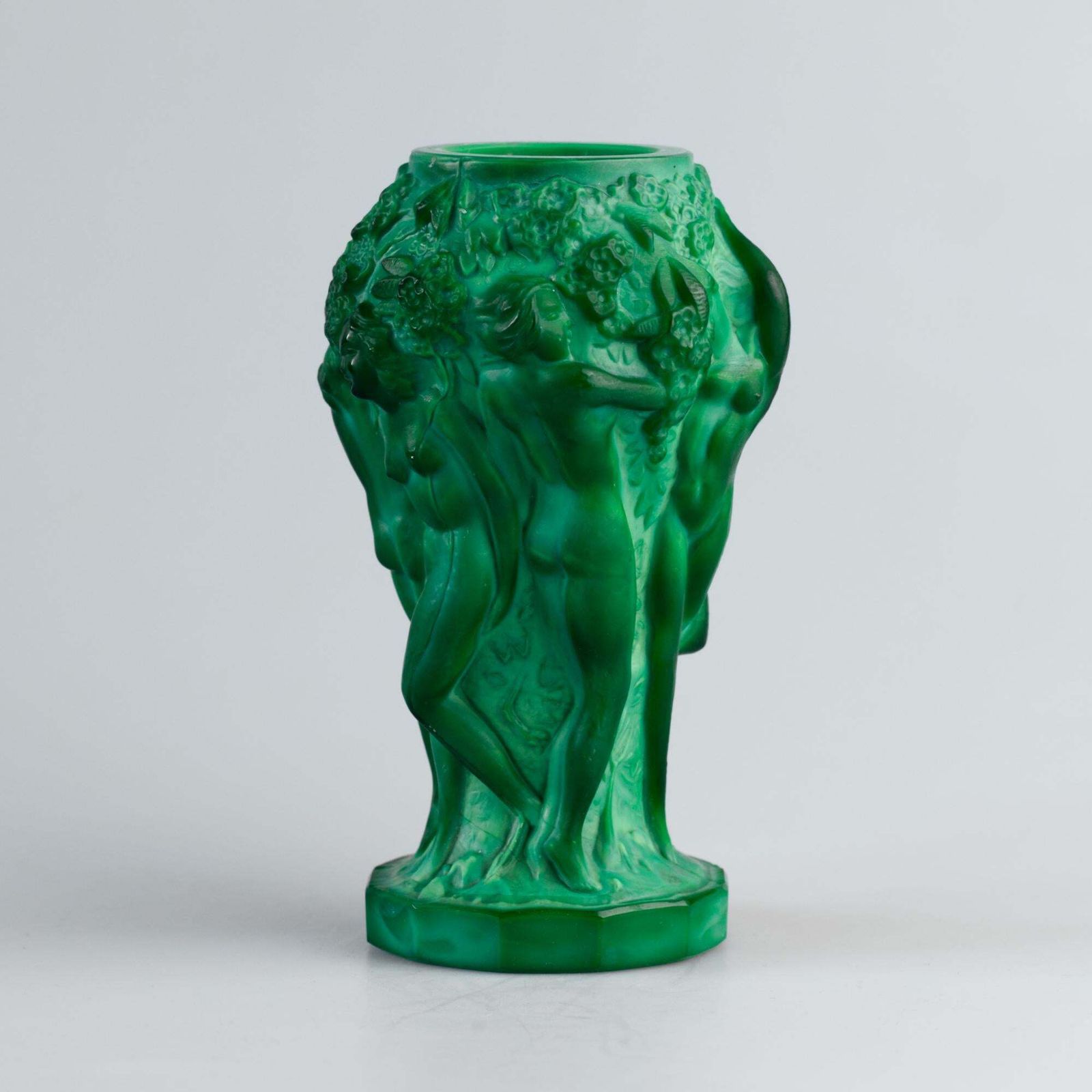 Art Deco Malachite Glass Vase By Curt Schlevogt, 1930s photo 576.0