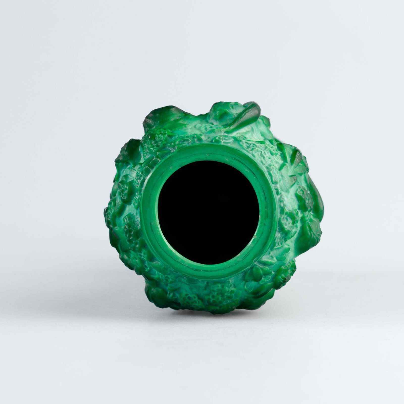 photo for sale Art Deco Malachite Glass Vase By Curt Schlevogt, 1930s