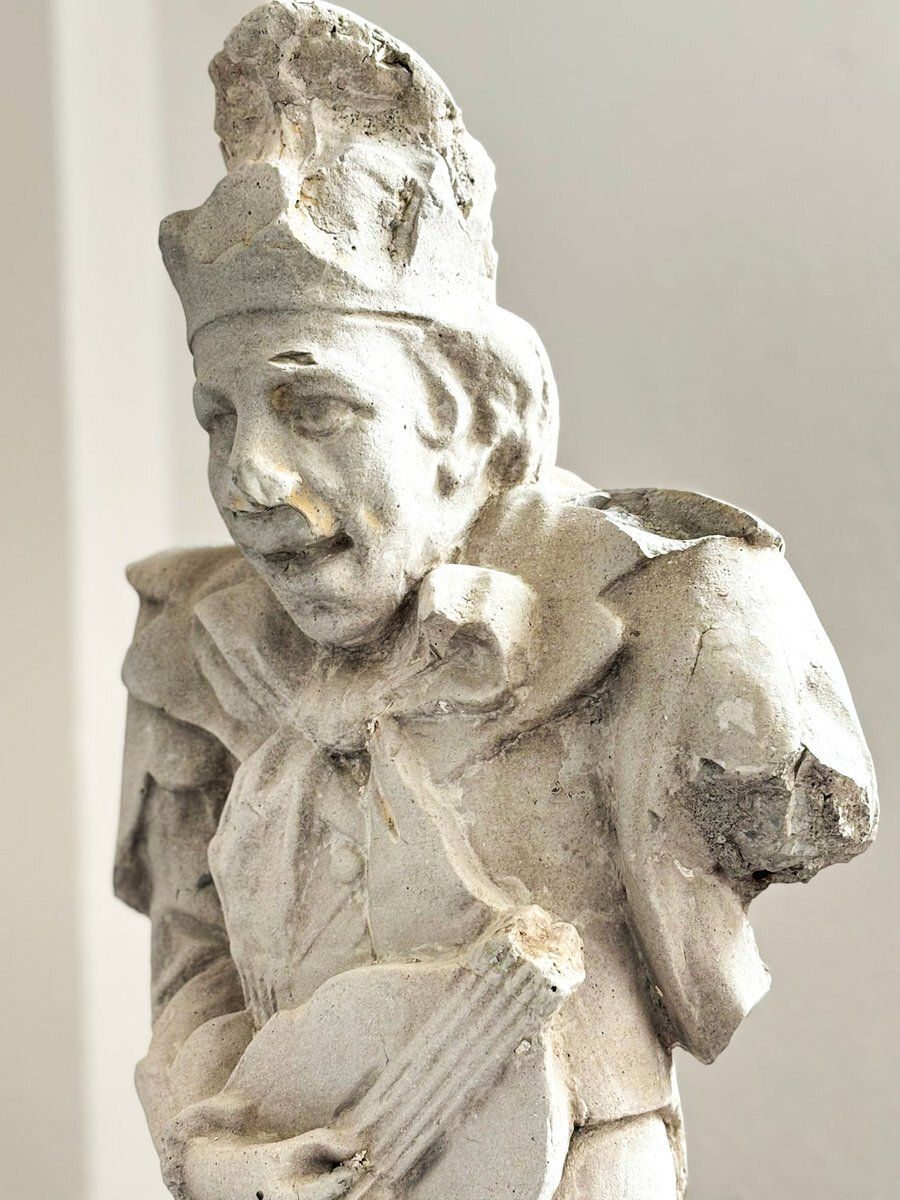 Carved Sculpture Of Lucky Minstrel, 1700, Stone photo for sale
