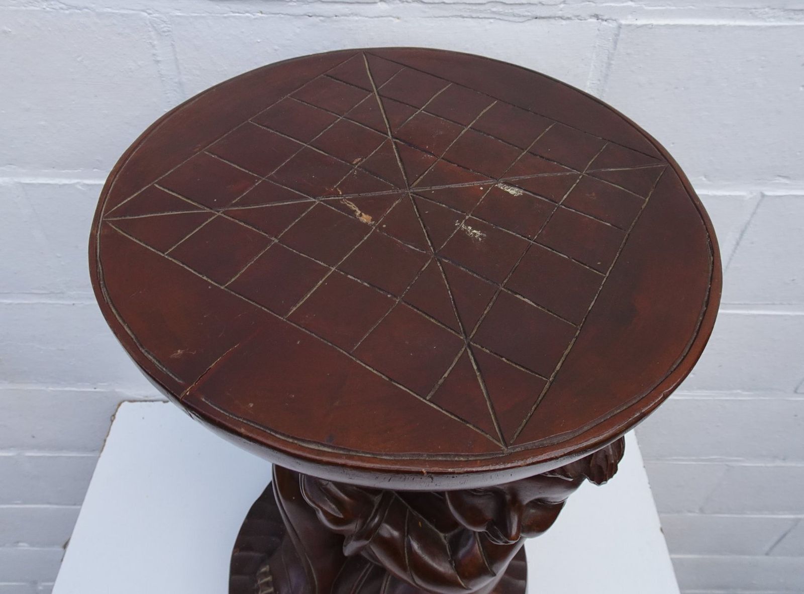 Carved Wooden Plant Stand In Teak, 1970s photo for sale