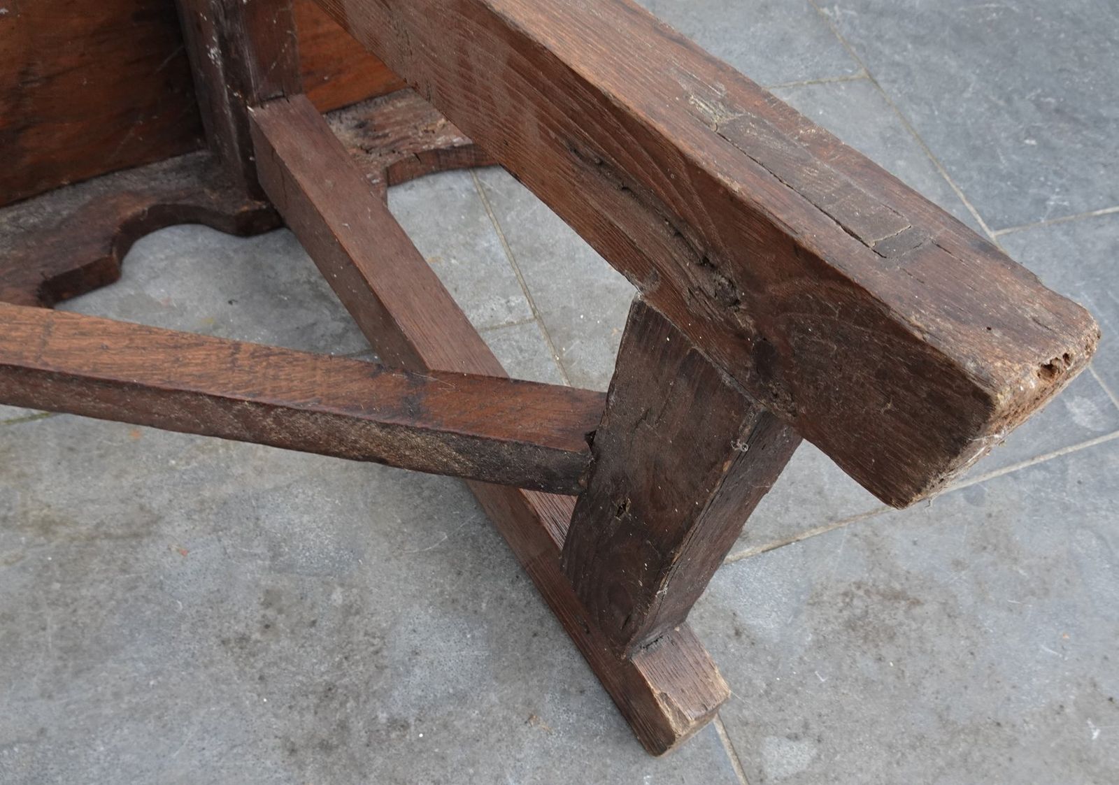 photo vintage Antique Rustic Oak Bench, 1800s