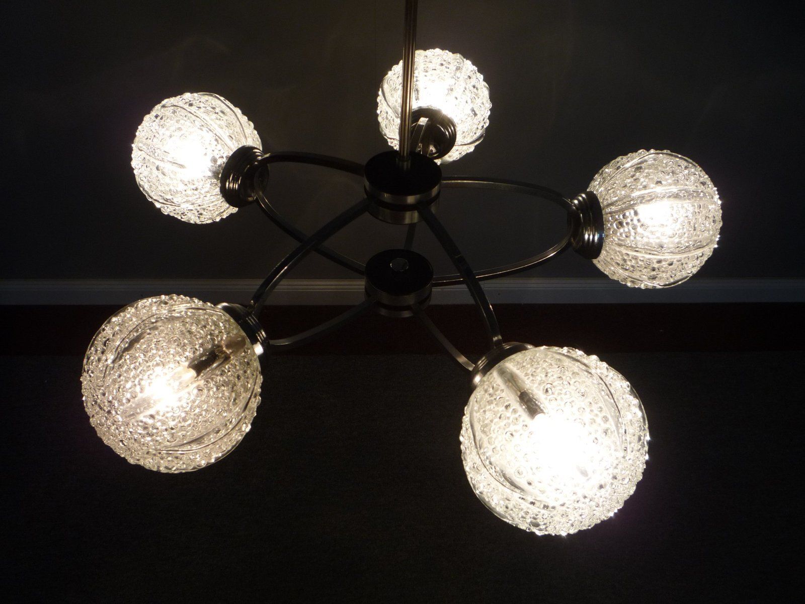 Space Age Germanchrome & Glass Chandelier By Richard Essig, 1960s photo 474.0
