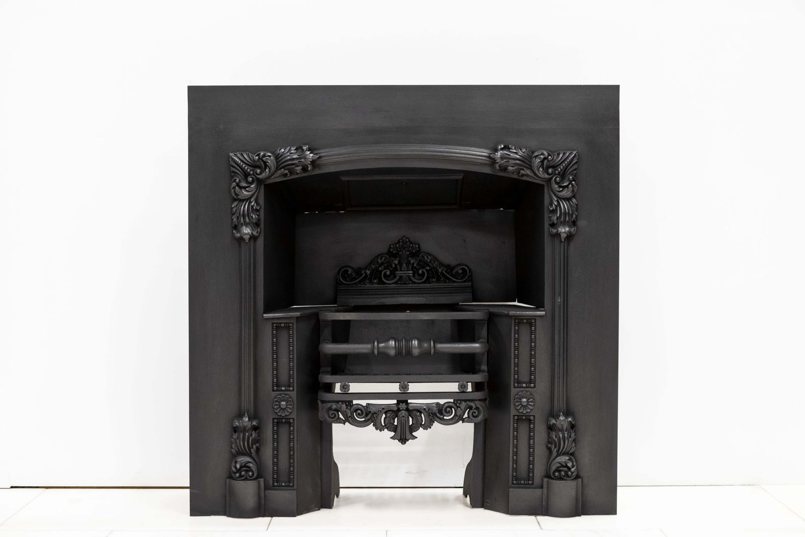 Antique Ornate Georgian Cast Iron Fireplace Insert | Register Grate photo furniture