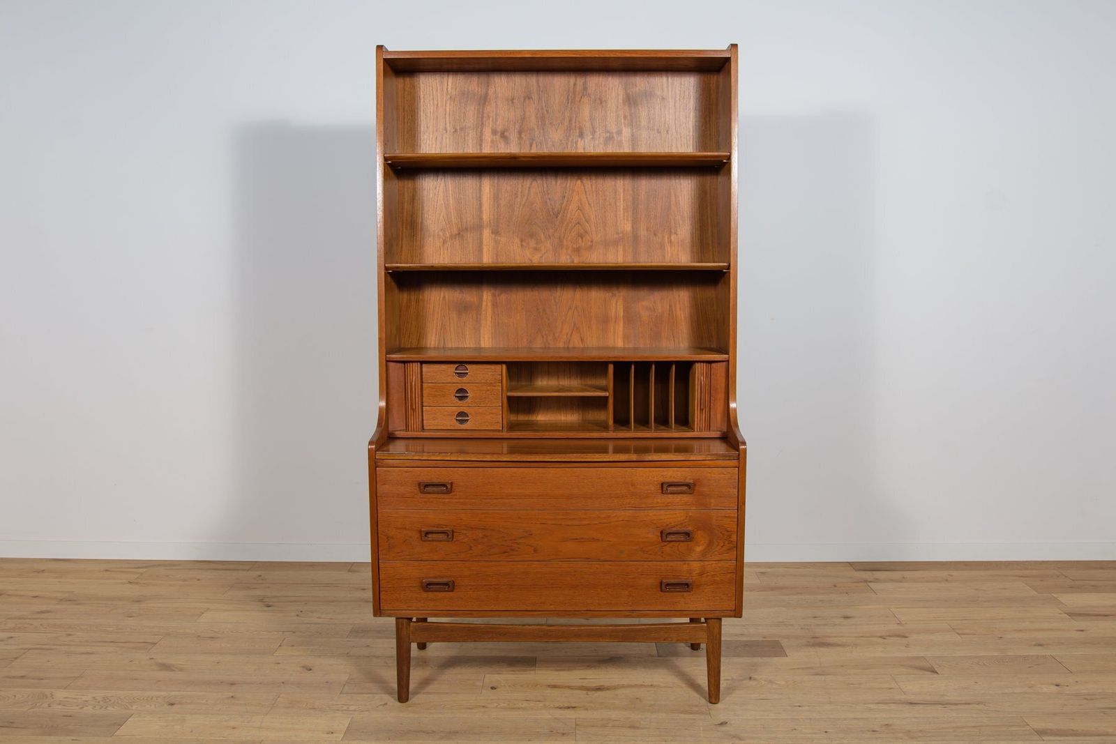 Mid Century Teak Shelf By Johannes Sorth For Bornholm, Denmark, 1960s photo vinterior